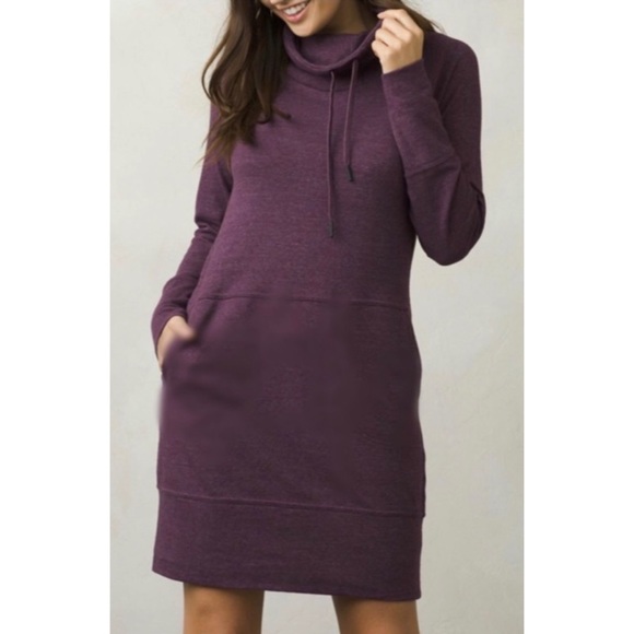Prana Dresses & Skirts - Prana Purple Cowl Neck Sweatshirt Ellis Dress